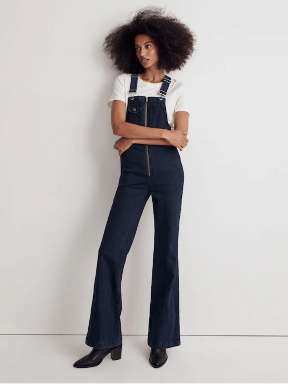 Madewell High-Rise Loose Flare Overalls in Ashlane Wash - 4